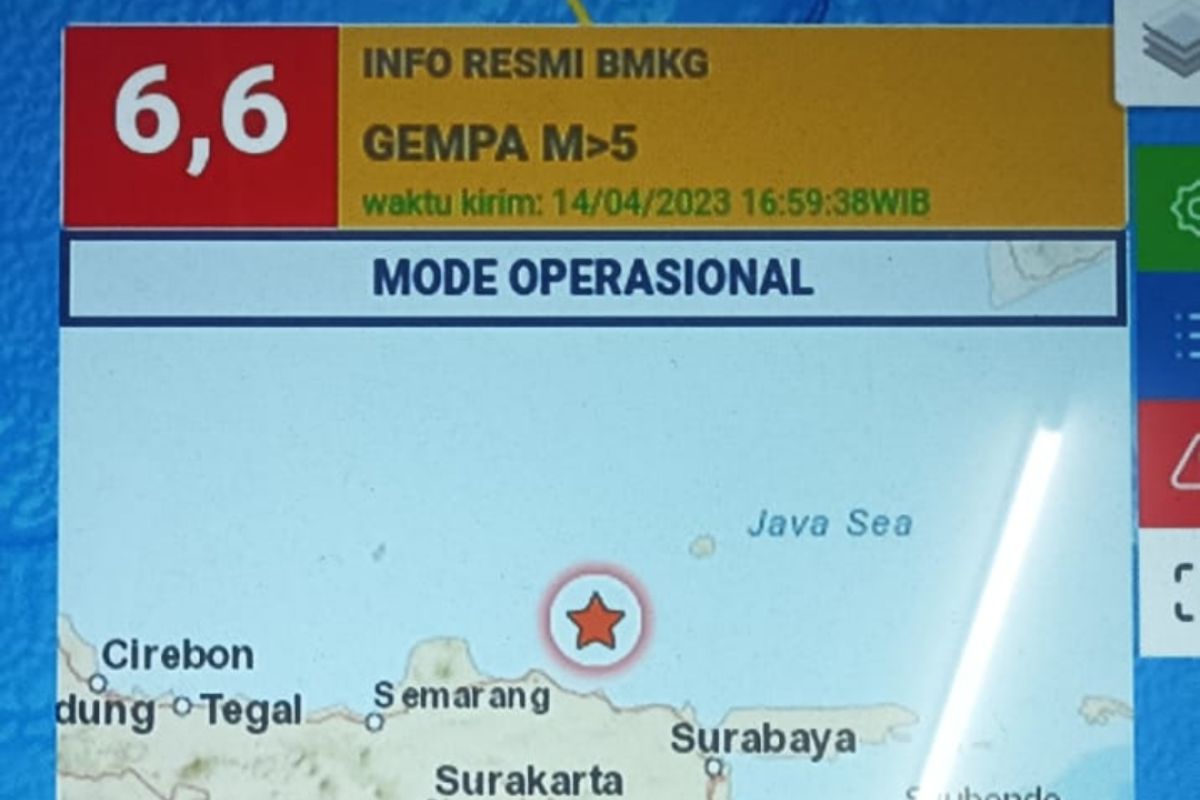 Gempa berkekuatan M 6,6 dirasakan daerah Jatim hingga Jabar