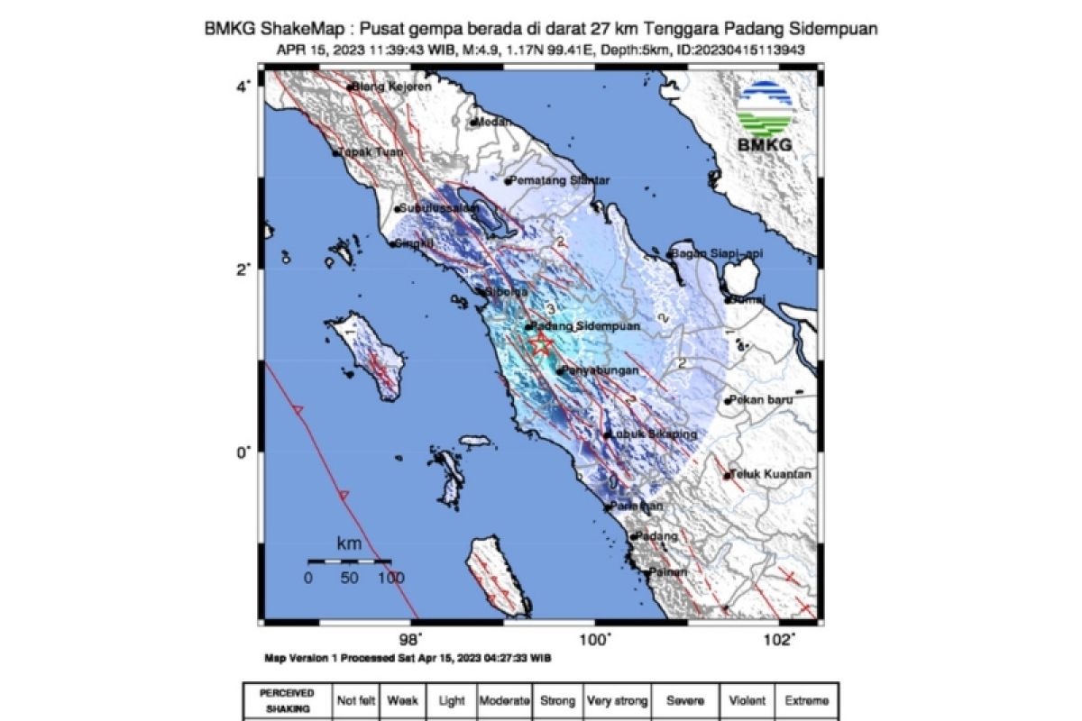 BMKG: Gempa di Padang Sidempuan akibat aktivitas Sesar Sumatera