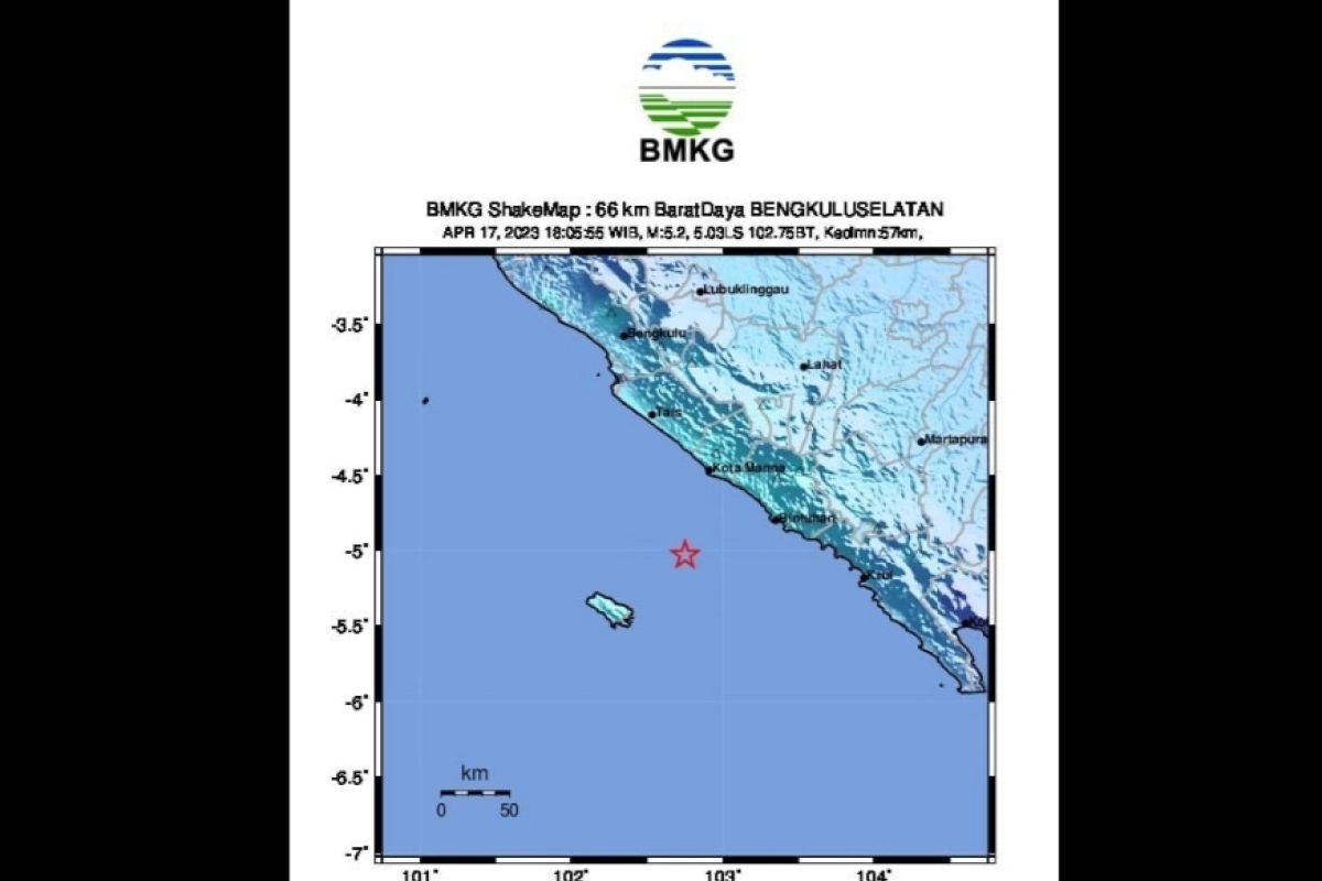 Terjadi 203 kali gempa bumi di Bengkulu selama 2023