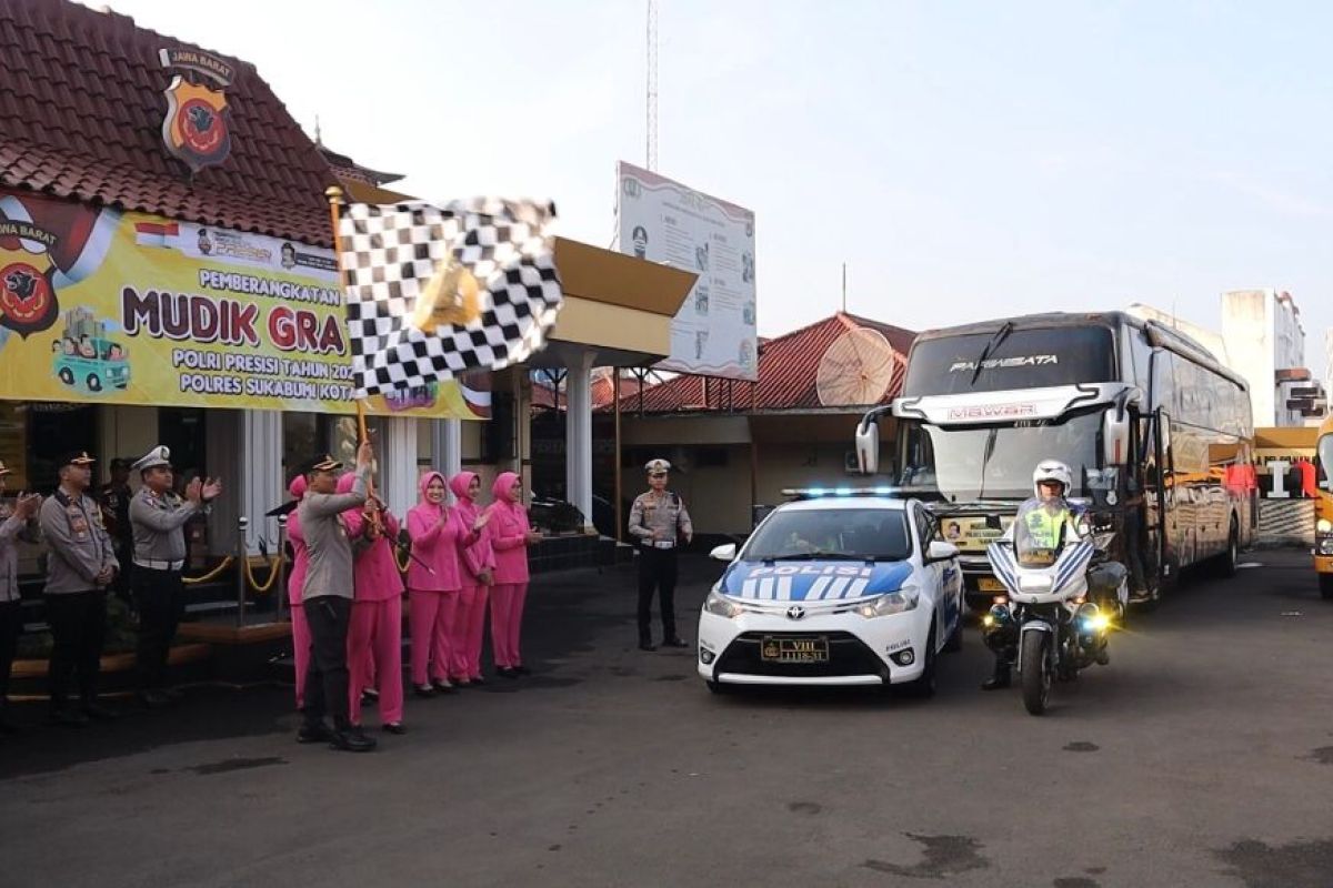 Arus Mudik-Polres Sukabumi Kota berangkatkan rombongan mudik gratis Polri Presisi 2023