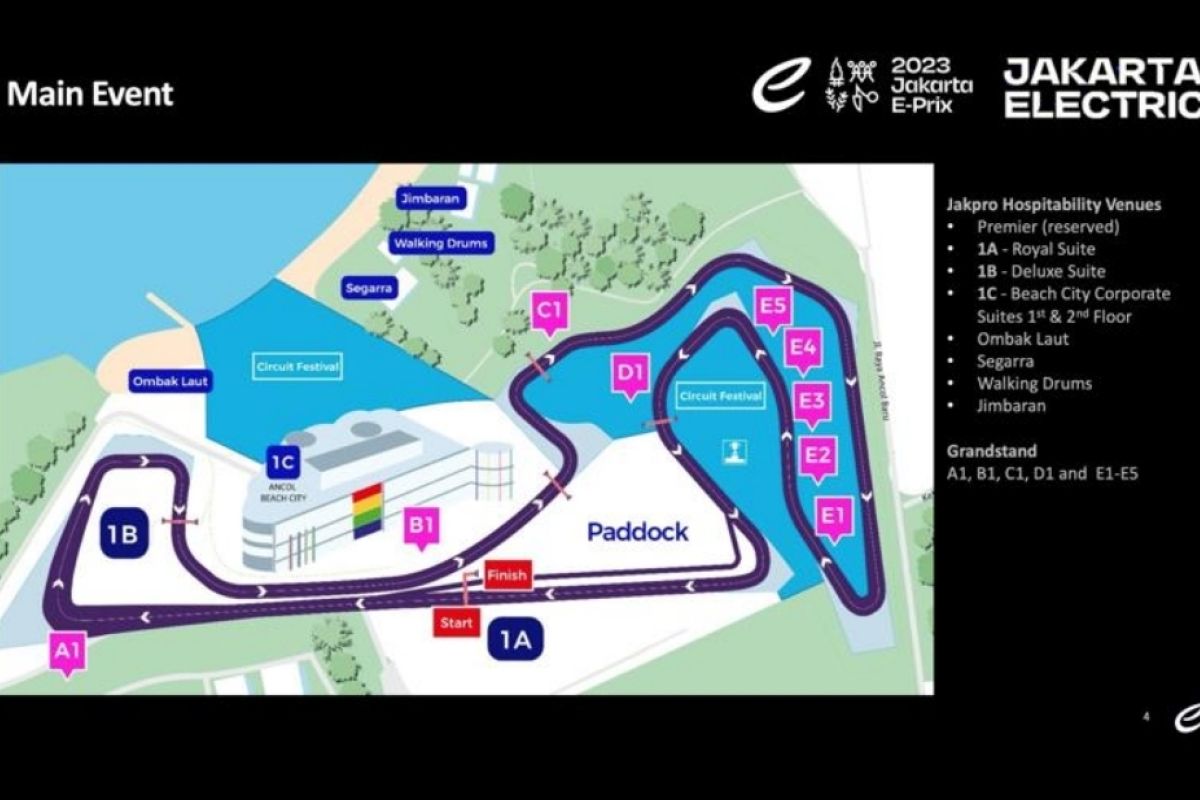 Tribune  Sirkuit Internasional Formula E di Ancol  Jakarta siap tampung hingga 12.000 orang