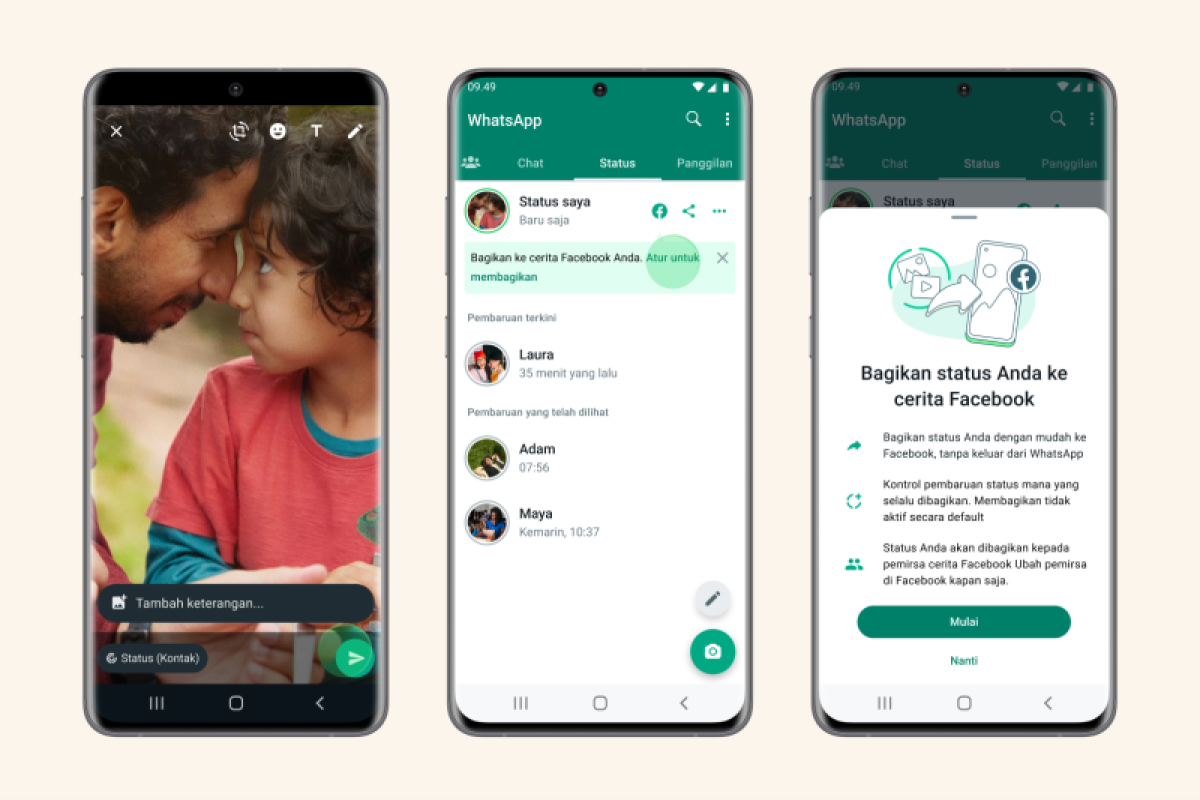 WhatsApp umumkan fitur terbaru berbagi status ke Facebook Story