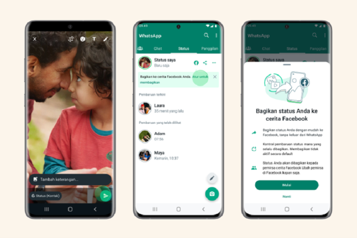 WhatsApp hadirkan fitur baru permudah berbagi status ke Facebook Story