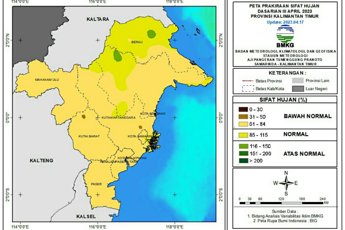 Wilayah Kaltim berpeluang hujan pada Dasarain III April