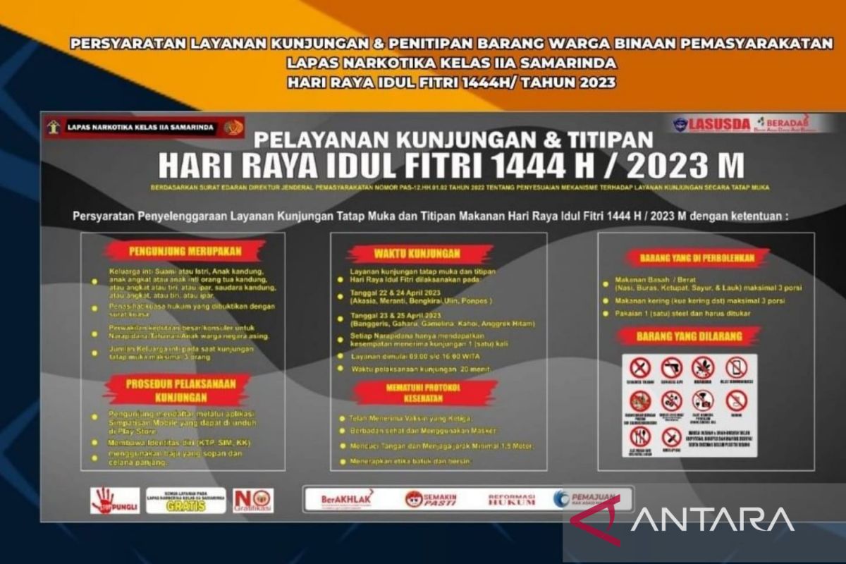 LEBARAN 2023 - Lapas Narkotika Samarinda berikan waktu besuk selama lebaran