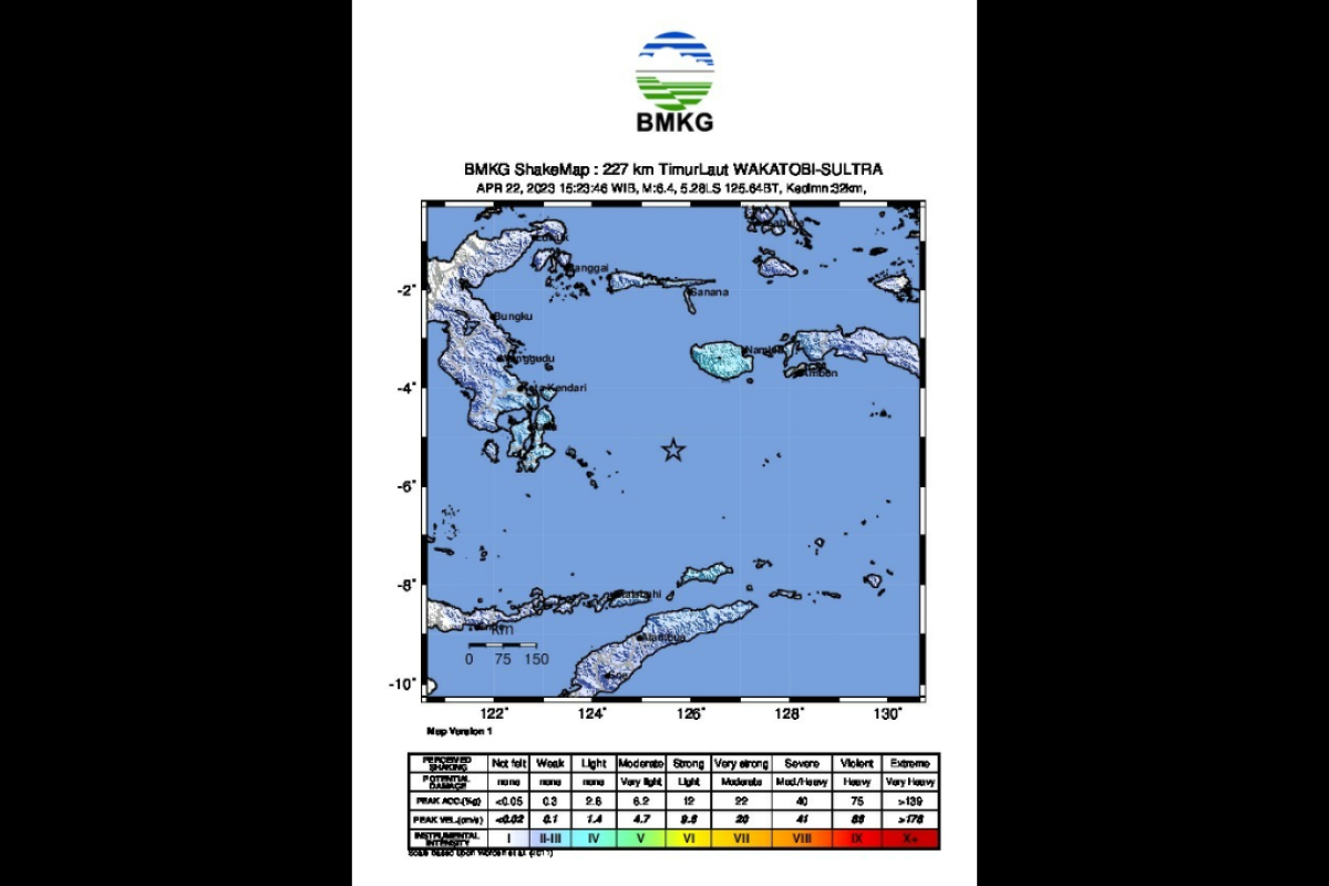 BMKG mencatat dua aktivitas susulan dari gempa M 6,4 Laut Banda