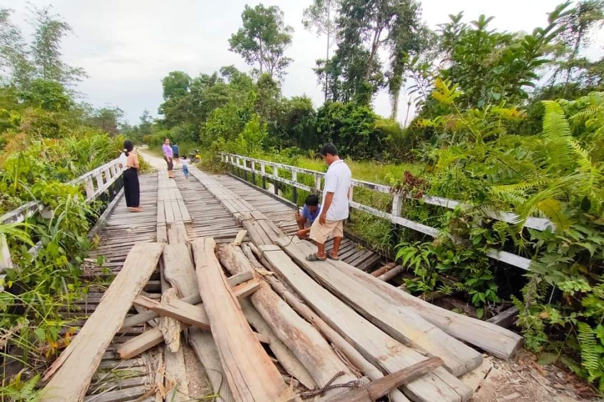 Jembatan Ulak Pauk-Simpang Apan Kapuas Hulu rusak berat