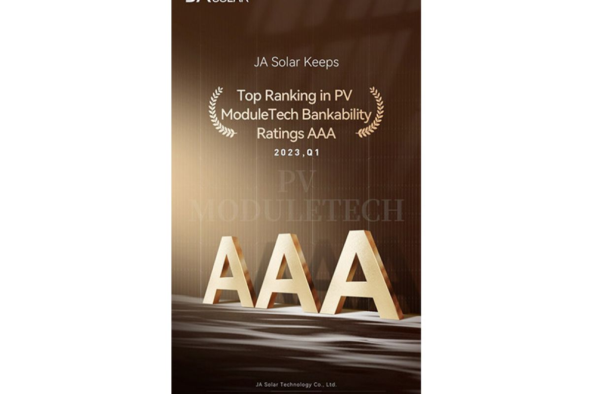 JA Solar pertahankan peringkat "AAA" dalam "PV ModuleTech bankability report"