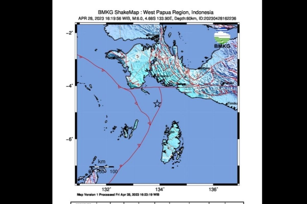 Gempa magnitudo 6,0 guncang wilayah Papua Barat