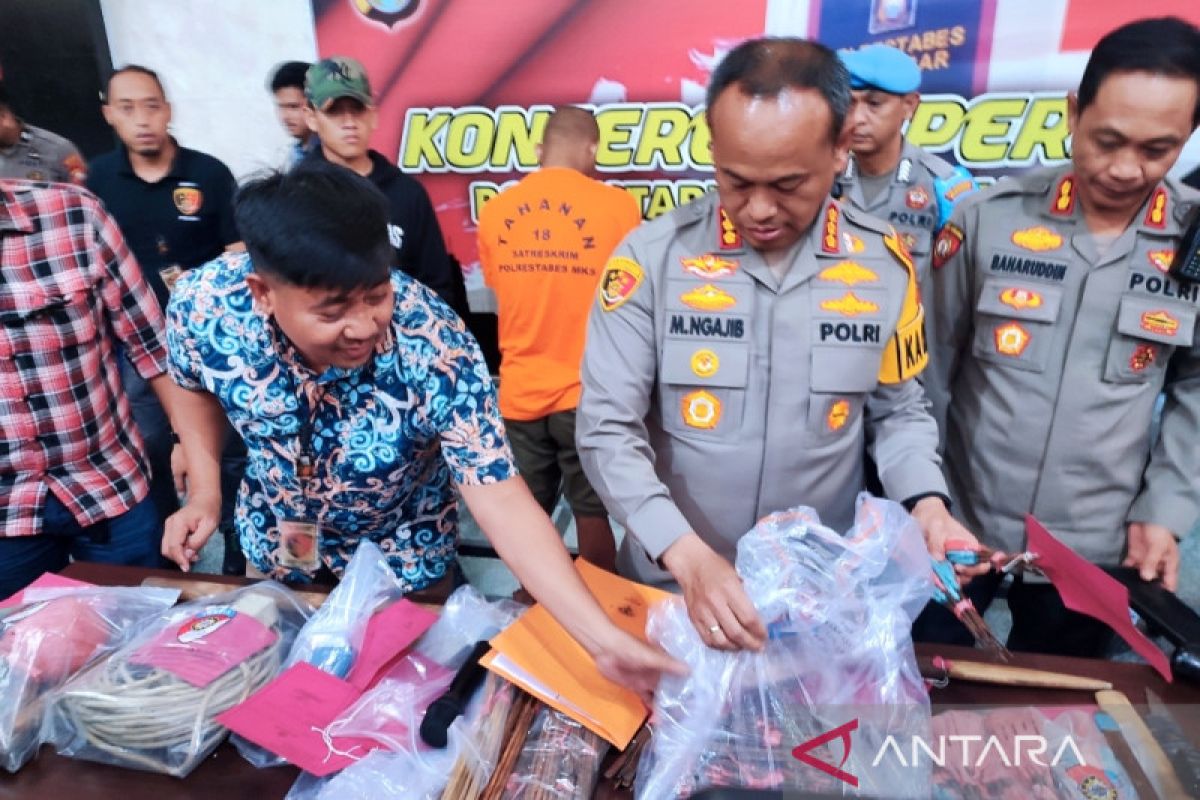 Polrestabes Makassar kejar para pelaku kejahatan menggunakan busur