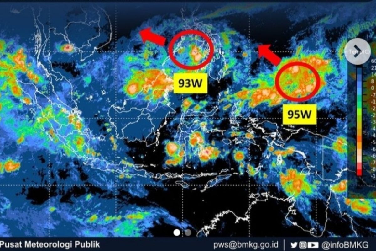 Dua bibit siklon tropis muncul di sekitar wilayah Indonesia