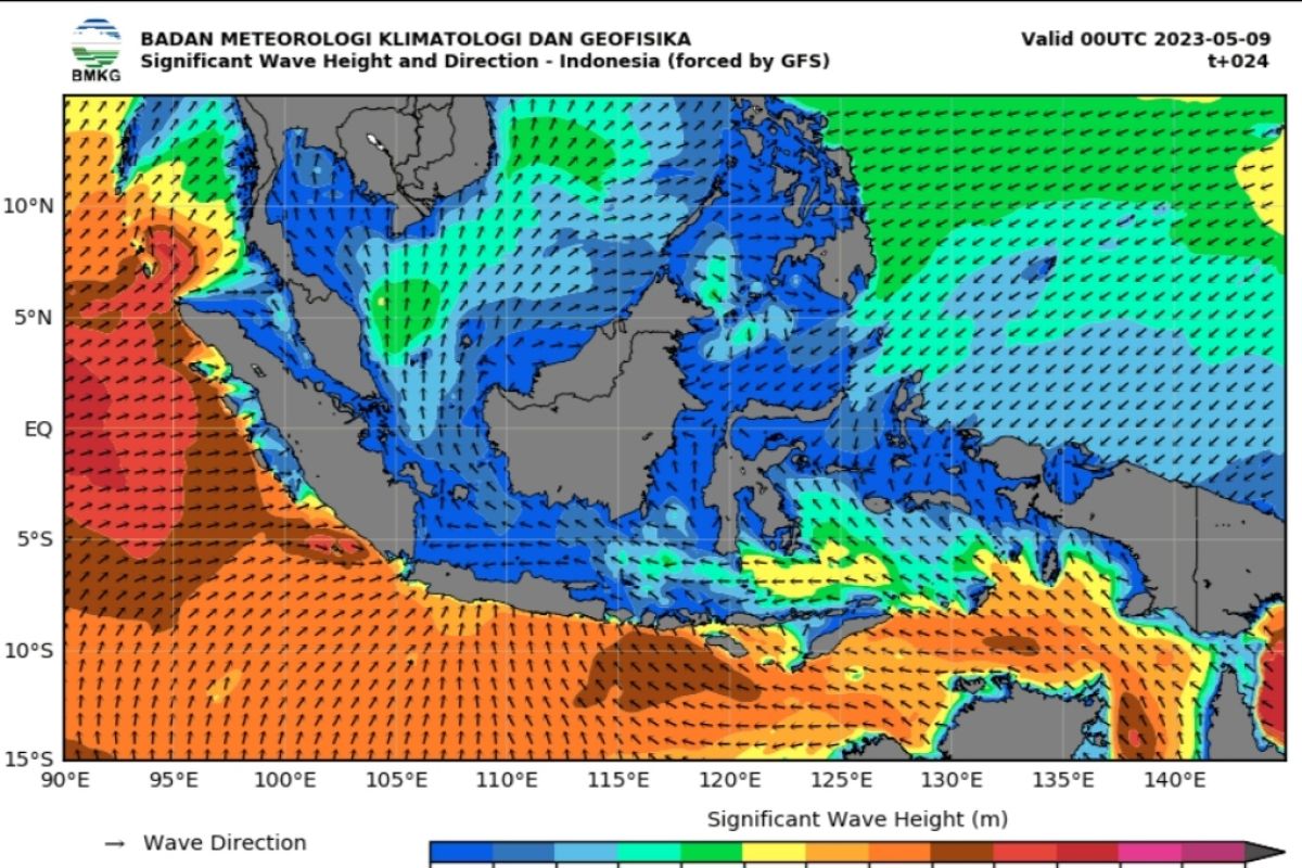 BMKG: Gelombang laut tinggi berpotensi terjadi, 9-10 Mei 2023