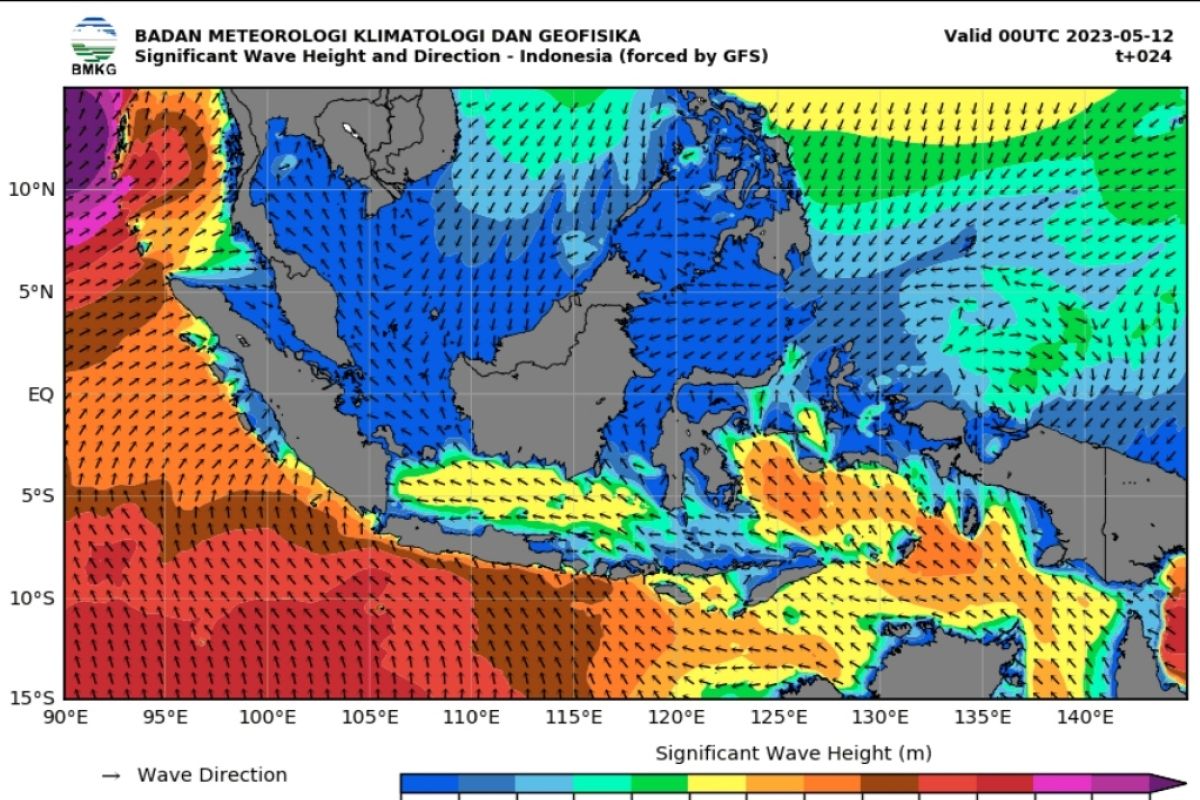 Gelombang tinggi berpotensi terjadi di perairan Indonesia 12-13 Mei