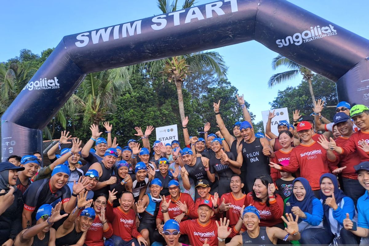 BPJS Ketenagakerjaan ikut berpartisipasi aktif dalam kegiatan Triathlon 2023 di Kota Sungailiat