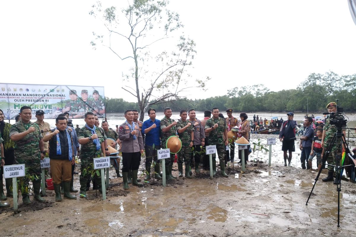 Pangdam II/Sriwijaya tanam pohon mangrove di pesisir pantai Tanjab Timur