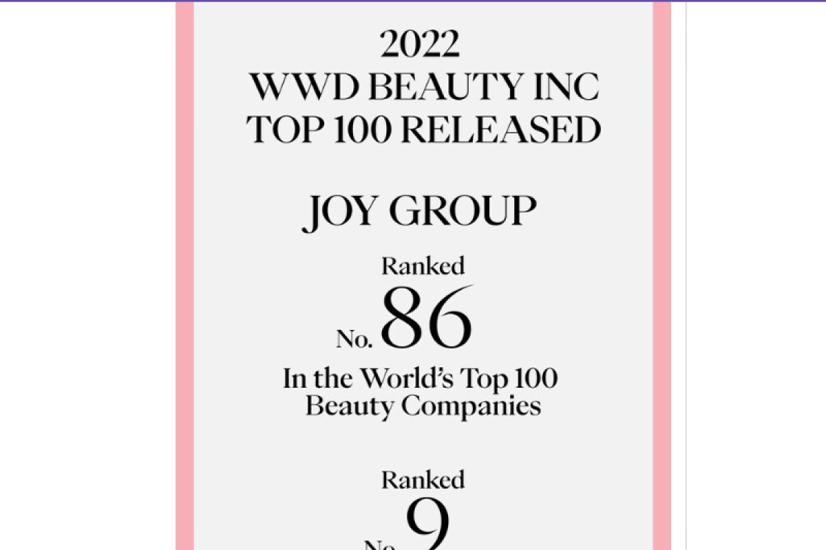 JOY GROUP Jalani Debutnya dalam "WWD Beauty Inc Top 100"