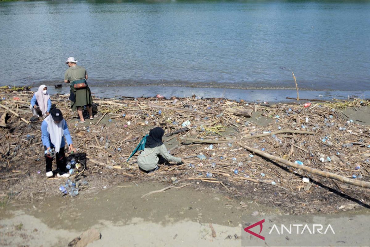 FOTO - Aksi bersih sampah botol plastik di Krueng Aceh