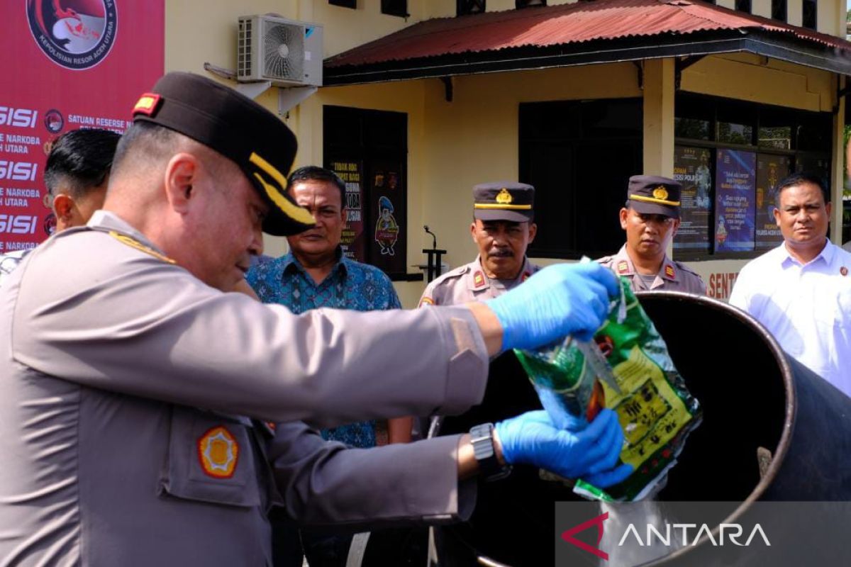 Polres Aceh Utara musnahkan barang bukti narkoba senilai Rp14,2 miliar
