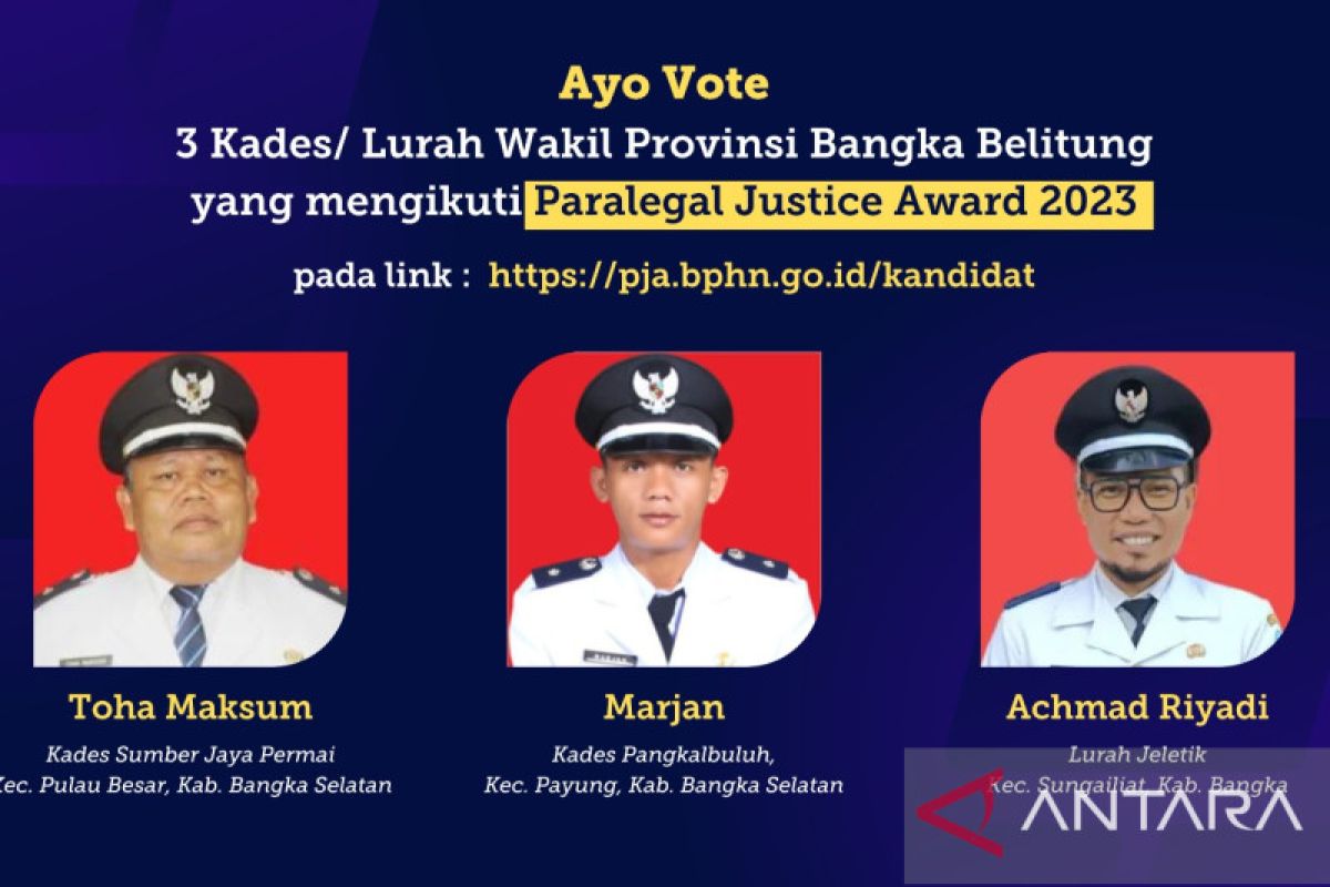 Kemenkumham: Tiga kades wakili Babel Paralegal Justice Award 2023