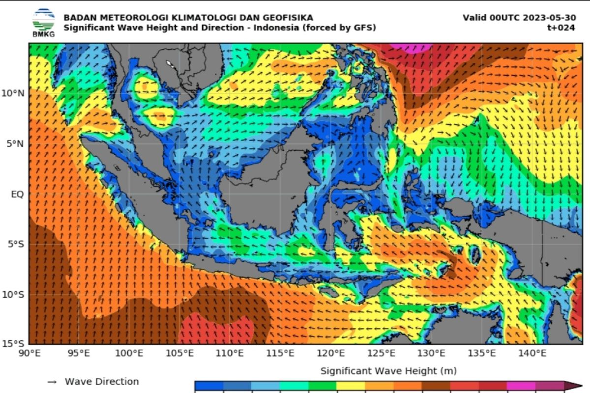 Prakiraan gelombang laut Indonesia pada 30-31 Mei