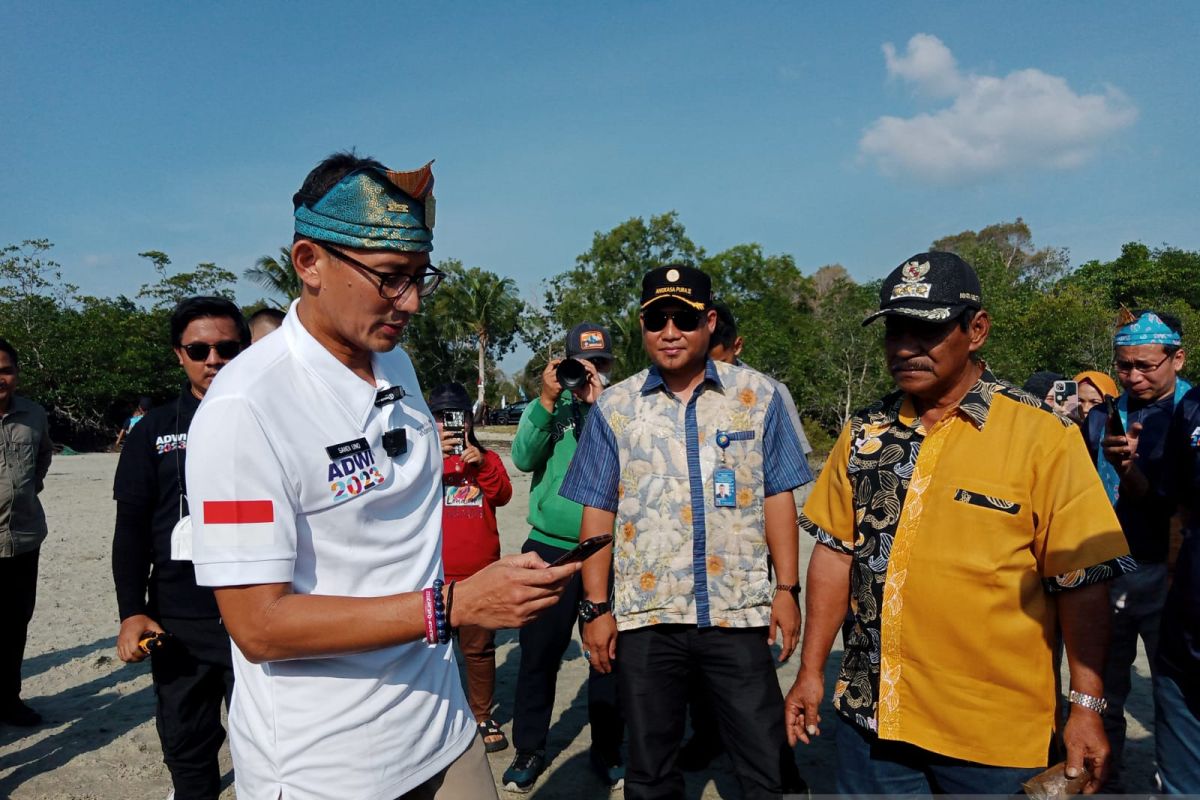 Menparekraf Sandiaga tanam mangrove di Desa Terong Belitung