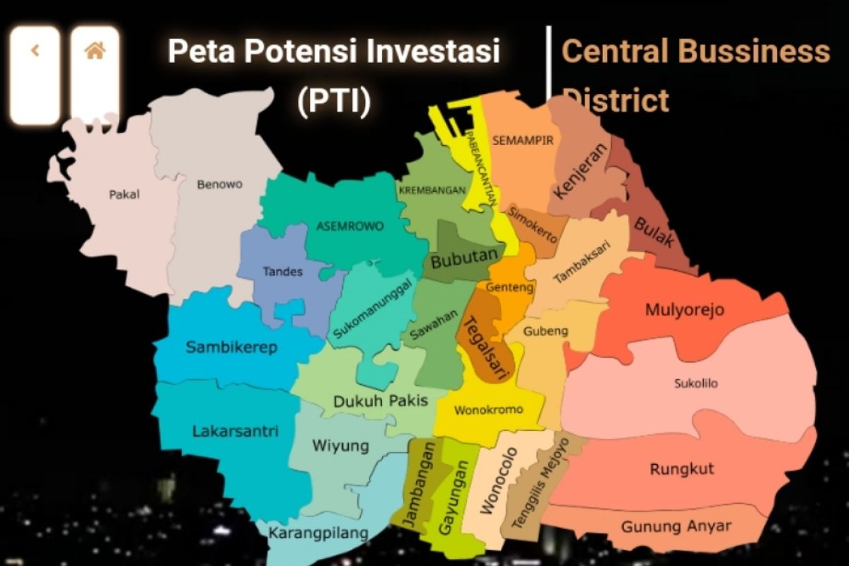 Pemkot Surabaya Tetapkan Unit Distrik Pengembangan Usaha ANTARA News   Peta Potensi Investasi Surabaya 