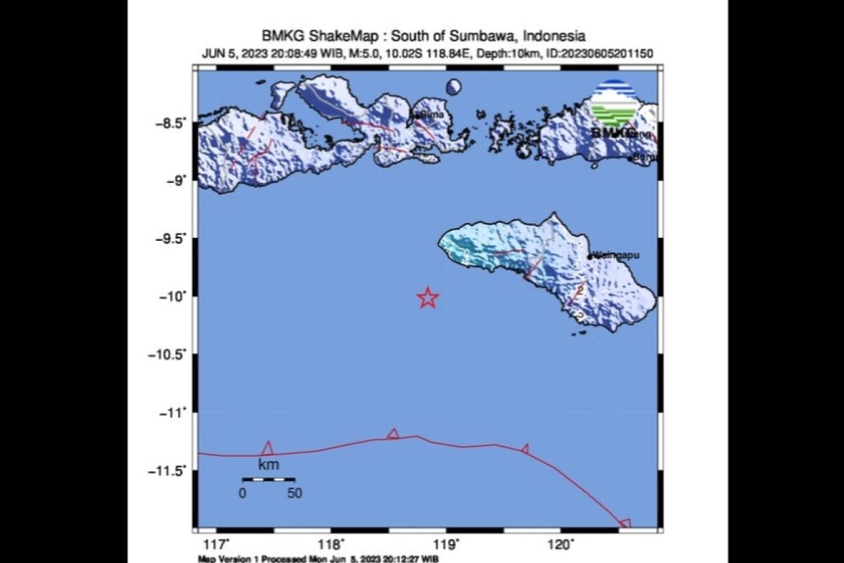Gempa magnitudo 5,0 di Sumba Barat Daya akibat aktivitas Lempeng Indo-Australia