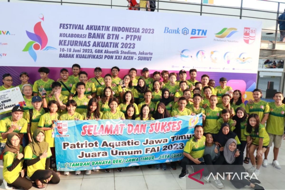 Jatim juara umum renang di Festival Akuatik Indonesia 2023