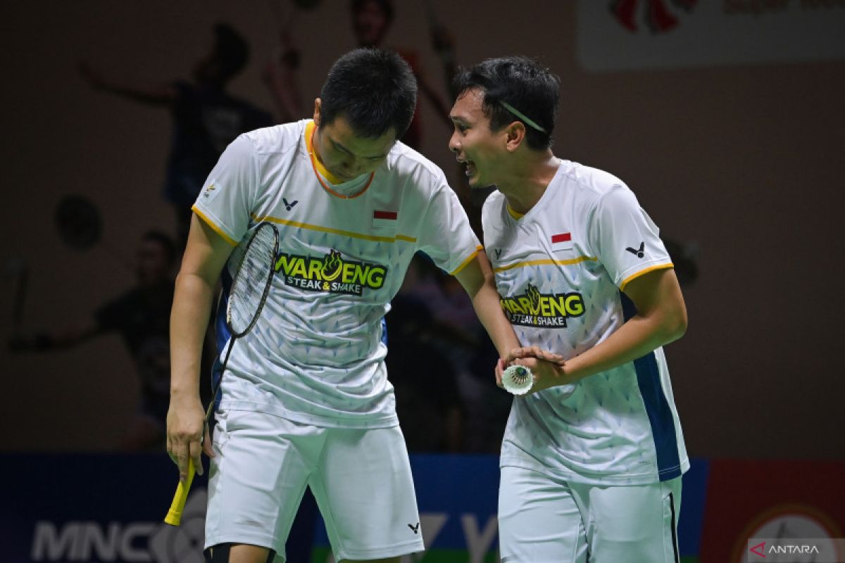 Hendra/Ahsan hadapi Fajar/Rian, ganda putra Indonesia pastikan satu tempat di semifinal Japan Open 2023