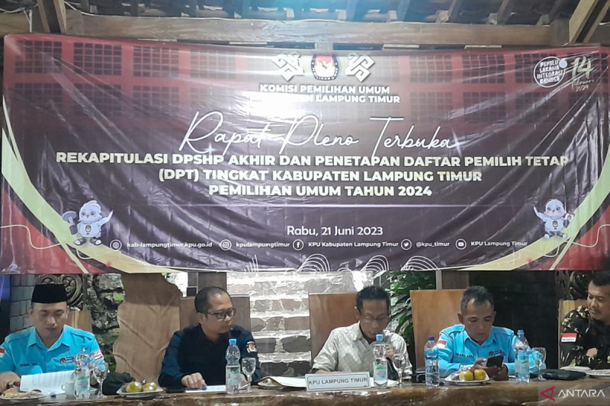 KPU Lampung Timur tetapkan DPT Pemilu 2024 sebanyak 822.906 pemilih