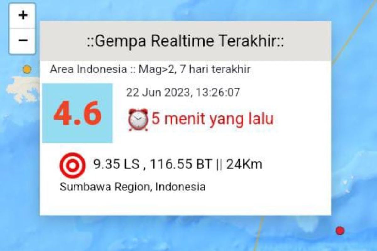 Gempa magnitudo 4,7 guncang Sumbawa Barat