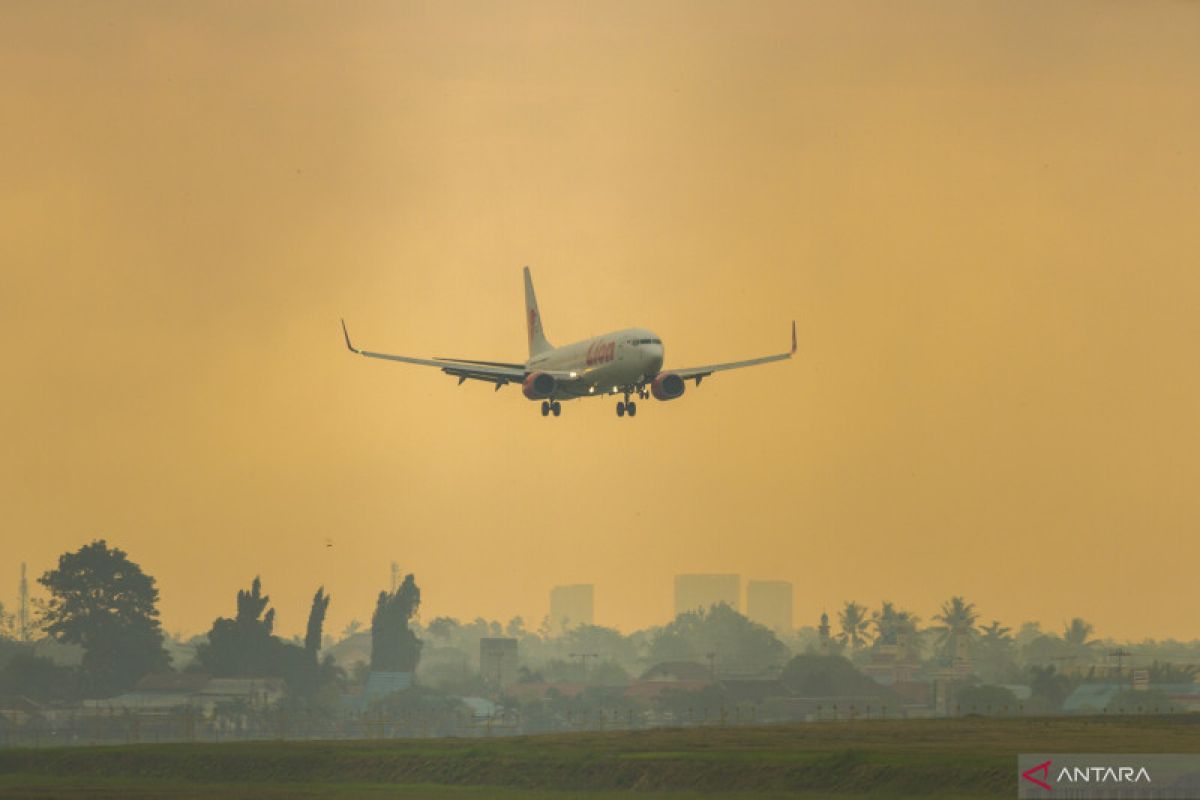 Area Bandara Syamsudin Noor dikelilingi kabut asap karhutla