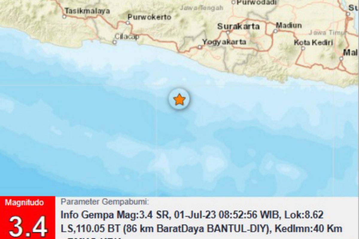 BMKG Yogyakarta: Hingga pukul 10.00 terjadi 45 kali gempa susulan