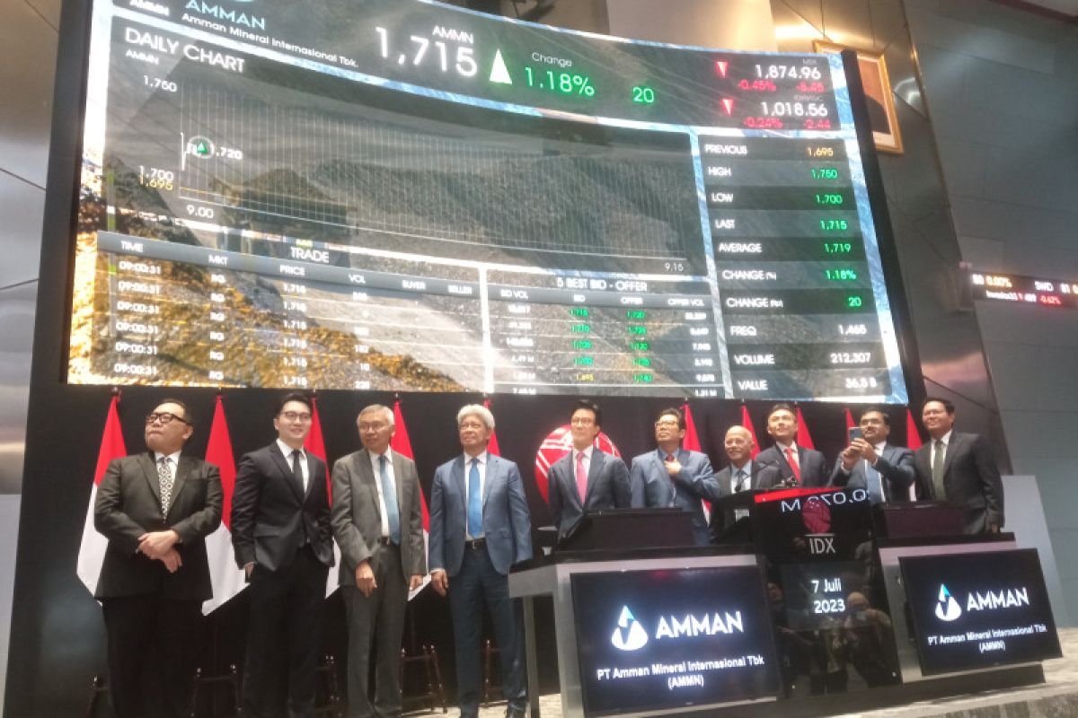 Resmi "listing", saham Amman Mineral dibuka naik 1,18 persen