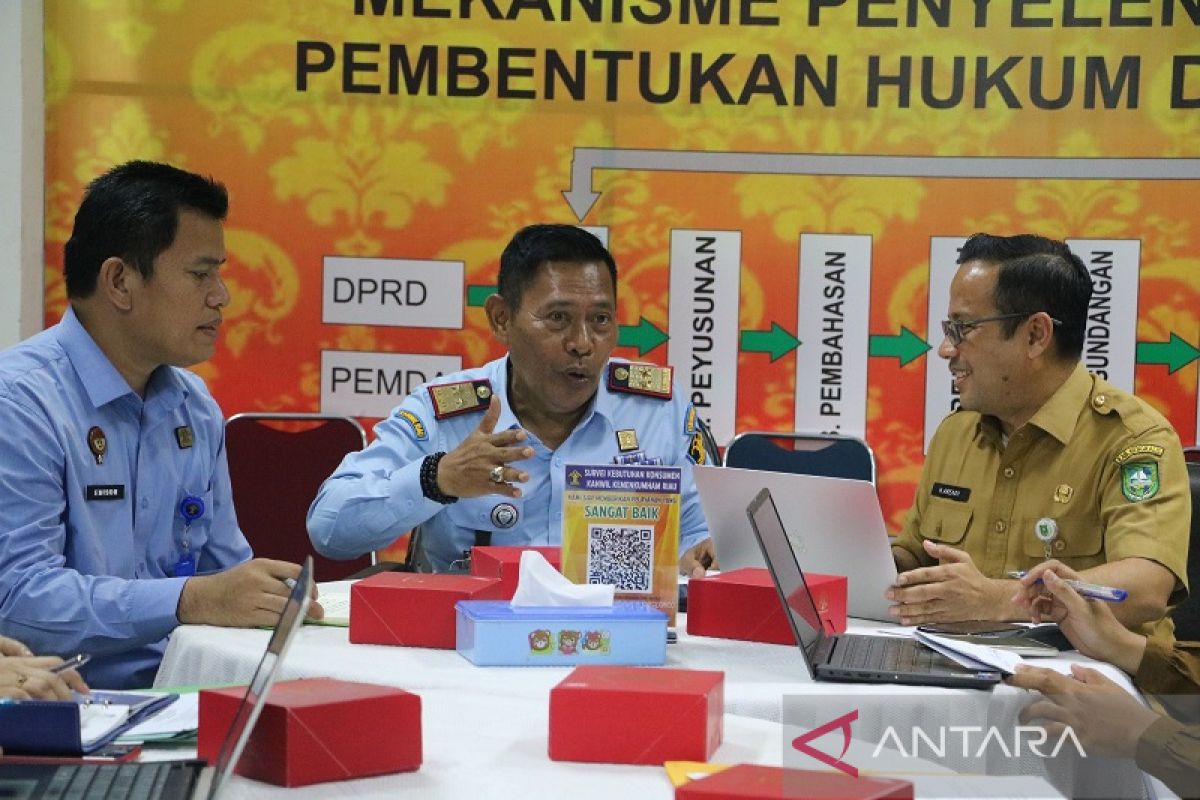 Kanwil Kemenkumham Riau duduk bersama BPKAD Bengkalis bahas harmonisasi Ranperbup