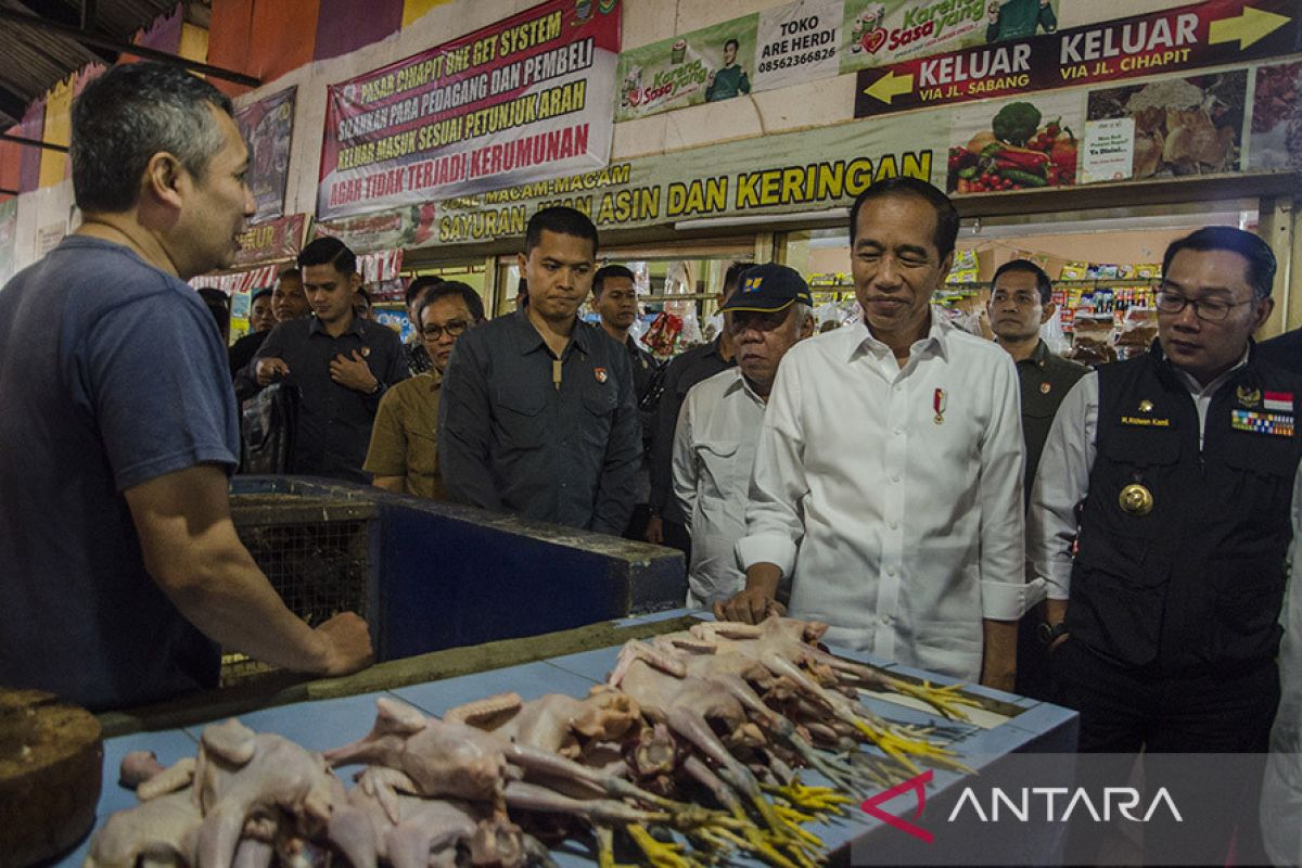 Presiden Jokowi mengunjungi Pasar Cihapit Bandung cek harga pangan