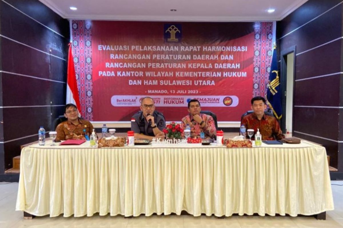 Kemenkumham Sulawesi Utara gelar evaluasi pelaksanaan rapat harmonisasi Ranperda