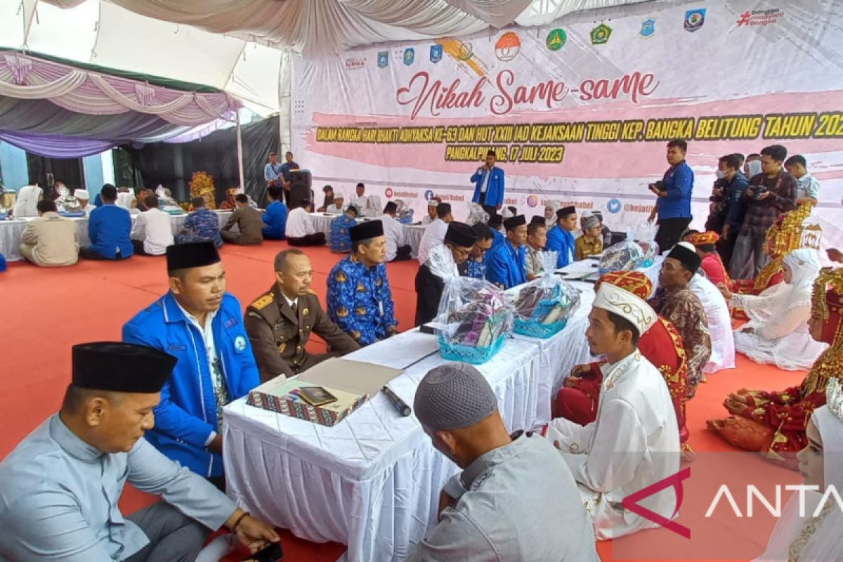 Sebanyak 57 pasang pengantin resmikan nikah di Kejati Bangka Belitung