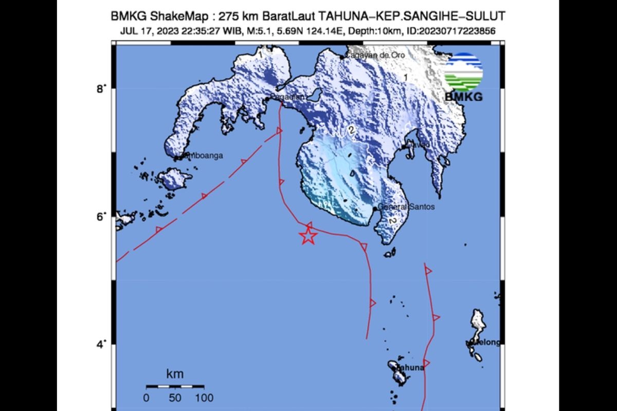 BMKG: Gempa tektonik guncang Kepulauan Sangihe dengan magnitudo 5,3