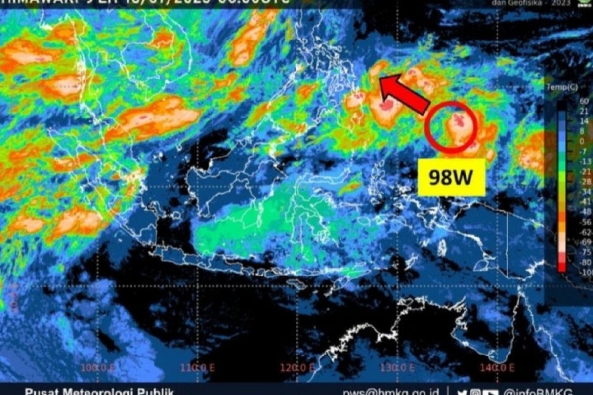 BMKG: Bibit siklon 98W tumbuh menjadi siklon tropis berkategori sedang