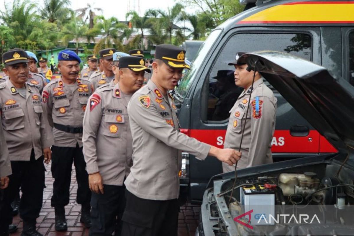Kapolres Aceh Barat pimpin pengecekan kendaraan dinas jelang Pemilu serentak