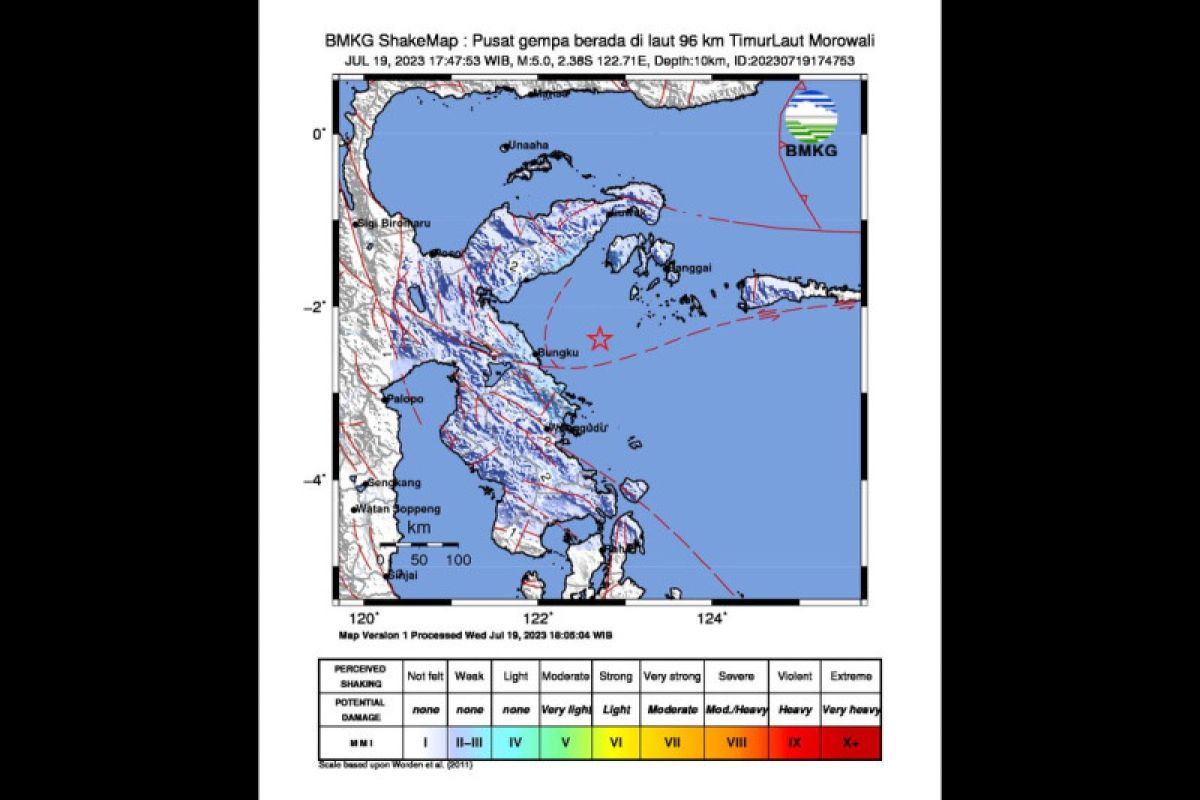 Gempa magnitudo 5,1 terjadi di Laut Banda Sulteng tidak berpotensi tsunami