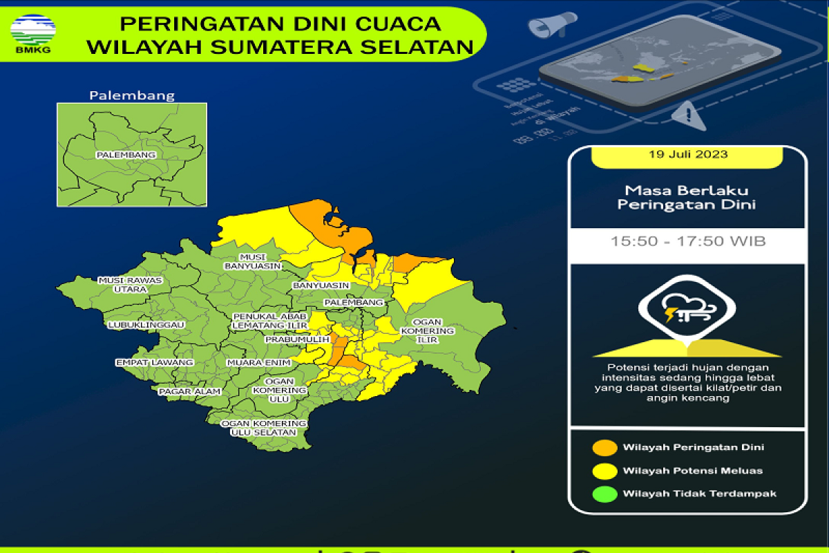 Peringatan dini cuaca Provinsi Sumatera Selatan