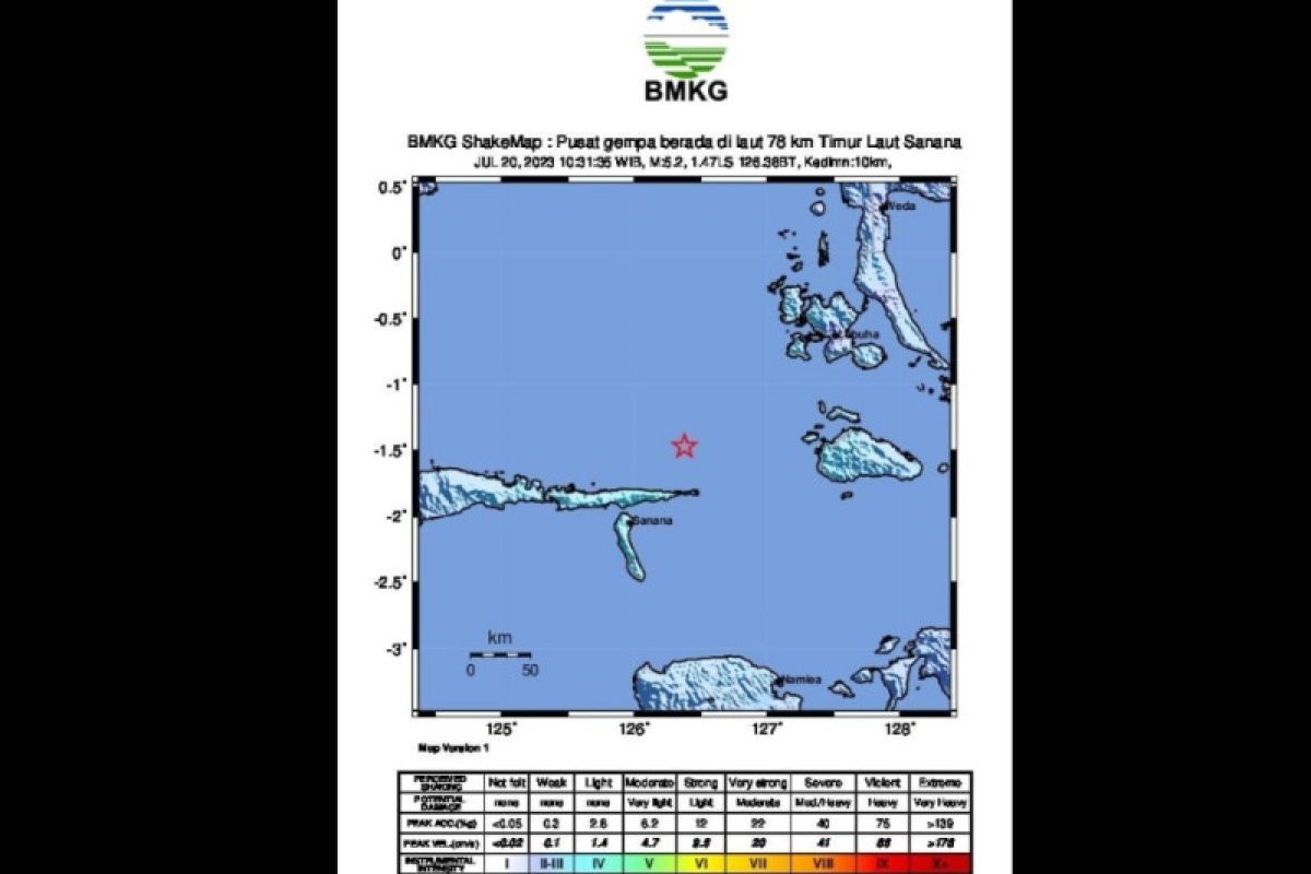 BMKG: Gempa M5,2 guncang wilayah Kepulauan Sula akibat deformasi kerak bumi