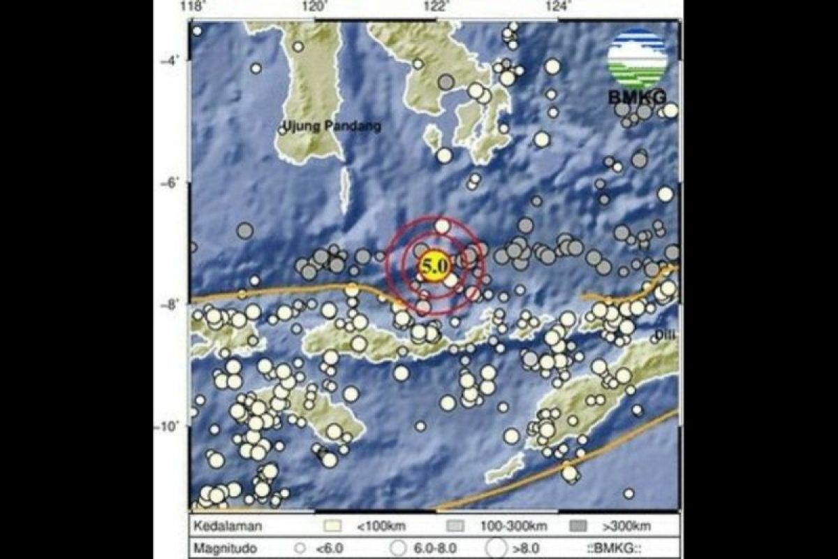 Gempa magnitudo 5,0 guncang wilayah barat laut Maumere, NTT