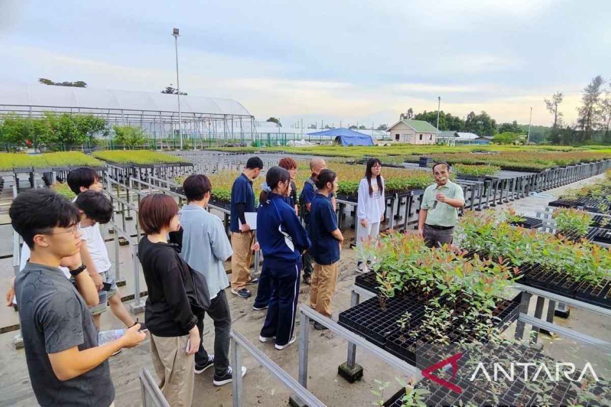 Puluhan pelajar Jepang  belajar pembuatan kertas di Riau