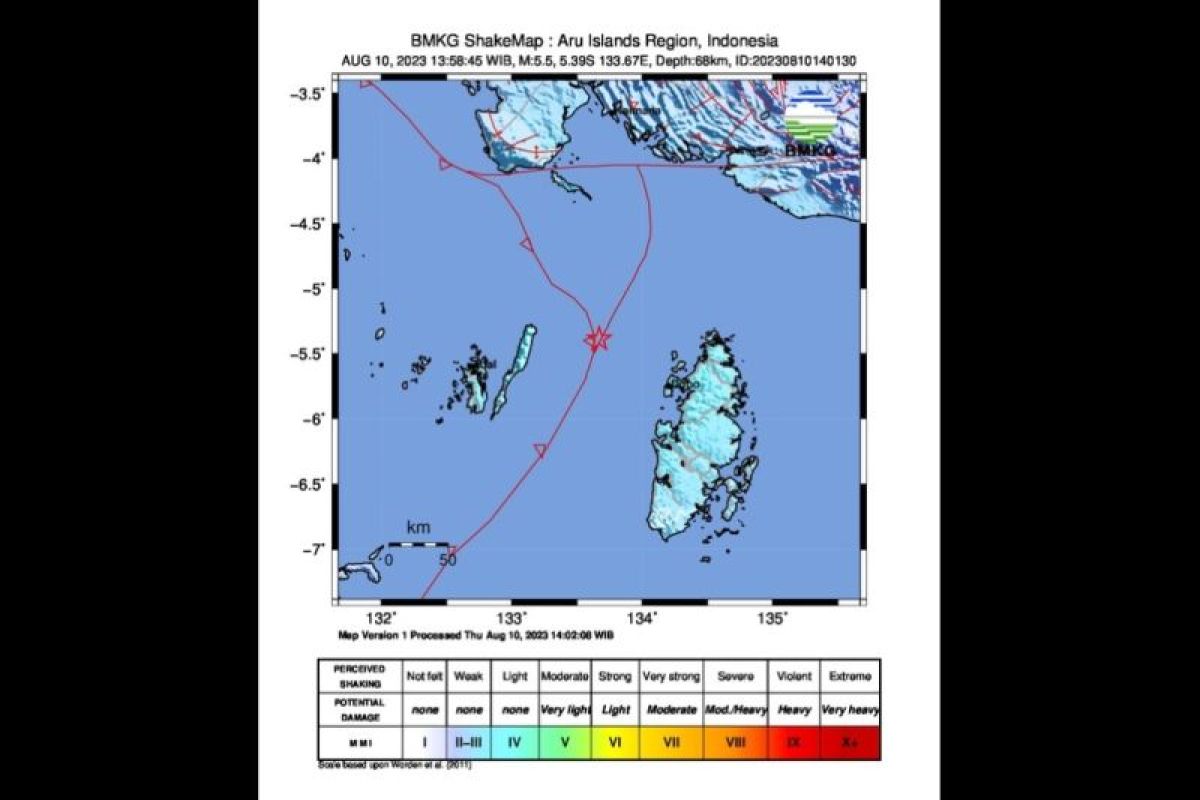 Gempa M 5,5 guncang Kepulauan Aru