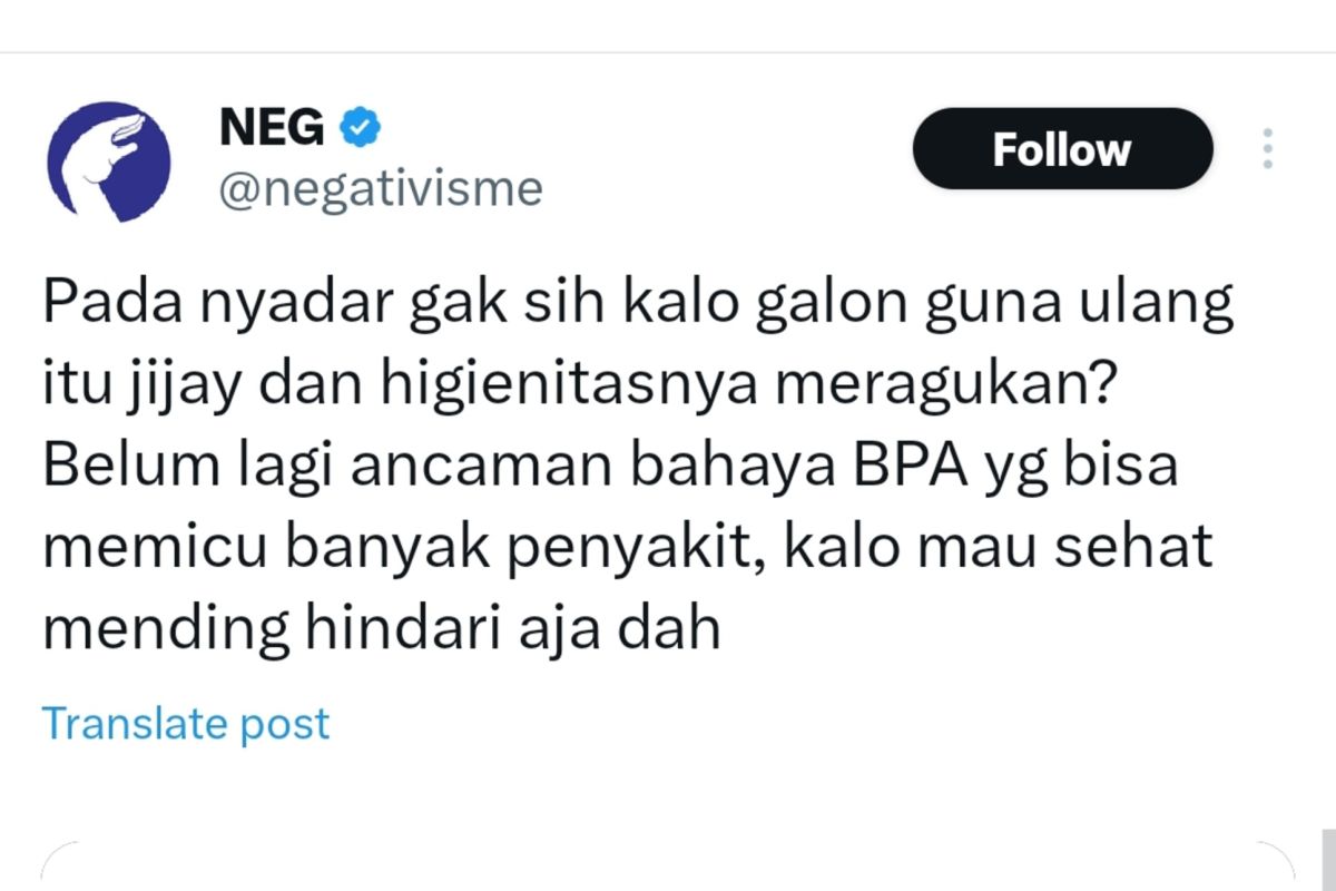 Pakar dukung aturan label peringatan bahaya BPA