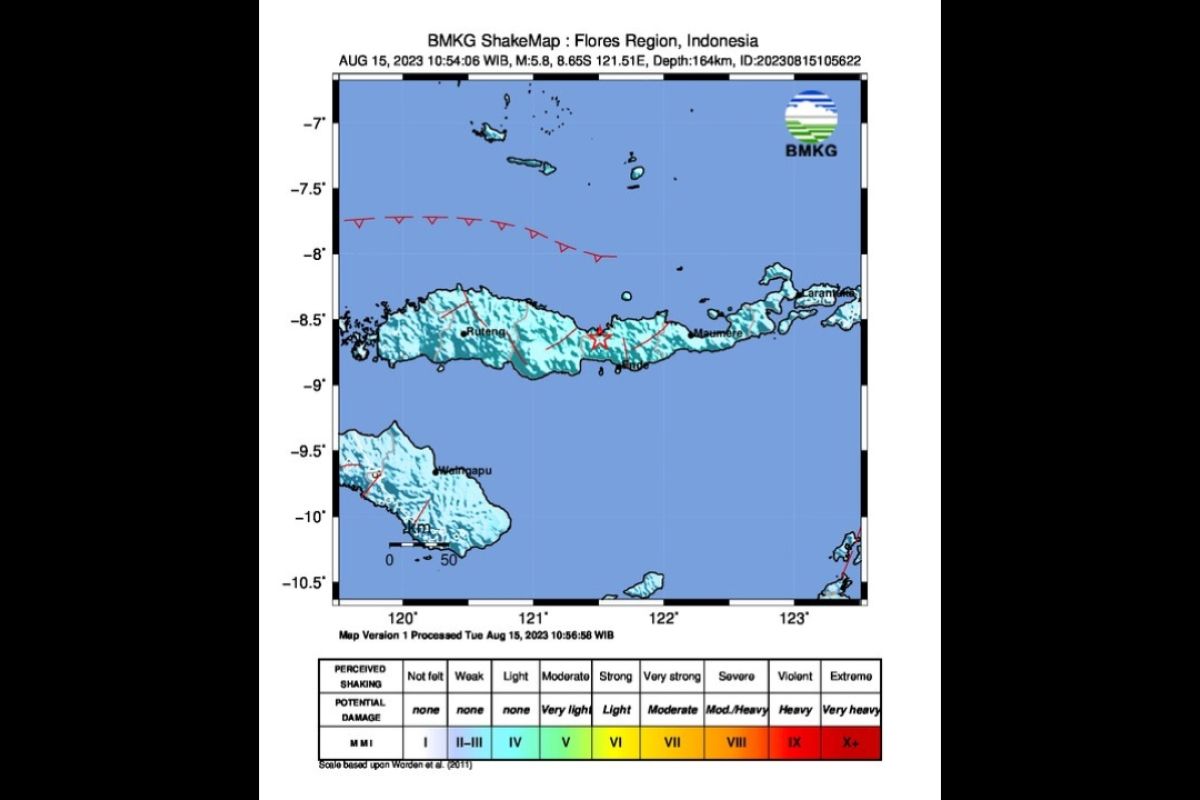 Gempa M5,8 guncang wilayah timur laut Nagekeo, NTT