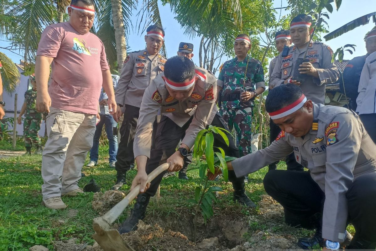 Kemarin, Polres Pesisir Barat tanam 1.500 bibit pohon di lahan Desa Sekajadi